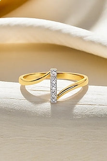 Gold Plated Lab-Grown Diamond V-Shaped Ring