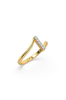 Gold Plated Lab-Grown Diamond V-Shaped Ring