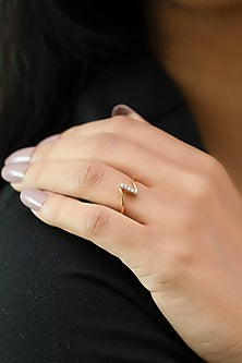 Gold Plated Lab-Grown Diamond V-Shaped Ring
