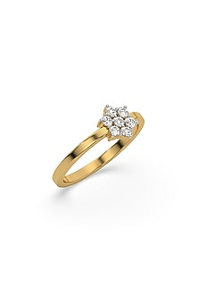 Gold Plated Lab-Grown Diamond Floral Ring In Sterling Silver