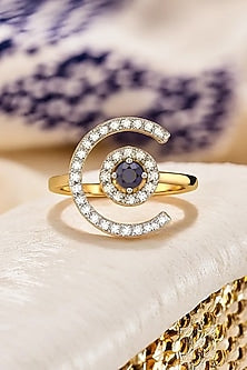 Gold Plated Lab-Grown Diamond Evil-Eye Ring