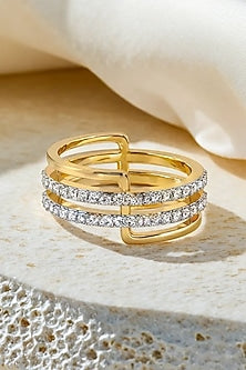 Gold Plated Lab-Grown Diamond Cocktail Ring