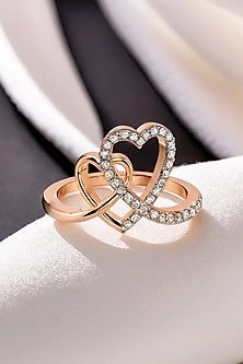 Rose Gold Plated Lab-Grown Diamond Heart Entwined Ring