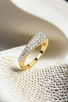 Gold Finish Lab-Grown Diamond Ring In Sterling Silver