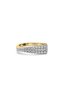 Gold Finish Lab-Grown Diamond Ring In Sterling Silver