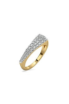 Gold Finish Lab-Grown Diamond Ring In Sterling Silver
