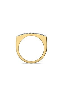 Gold Finish Lab-Grown Diamond Ring In Sterling Silver