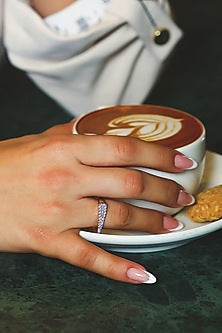 Gold Finish Lab-Grown Diamond Ring In Sterling Silver