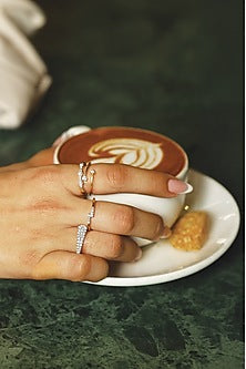 Gold Finish Lab-Grown Diamond Ring In Sterling Silver