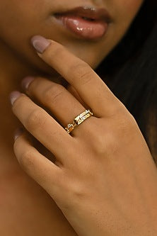 Gold Plated Lab-Grown Diamond Clover Ring