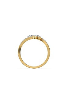 Gold Plated Lab-Grown Diamond Floral Open-Top Ring