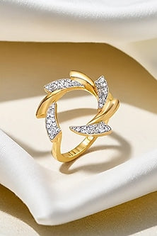 Gold Plated Lab-Grown Diamond Swirl Ring