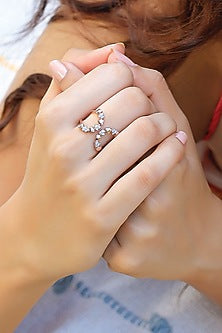 Rose Gold Plated Heart-Shaped Diamond Ring