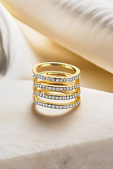 Gold Plated Lab-Grown Diamond Quatre Row Ring