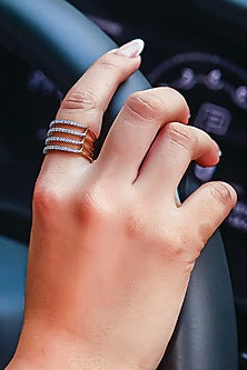 Gold Plated Lab-Grown Diamond Quatre Row Ring