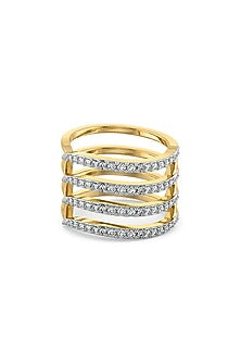 Gold Plated Lab-Grown Diamond Quatre Row Ring