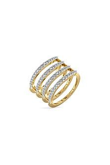 Gold Plated Lab-Grown Diamond Quatre Row Ring