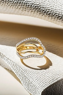 Gold Plated Lab-Grown Diamond Abstract Curve Ring