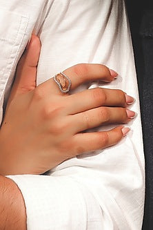 Gold Plated Lab-Grown Diamond Abstract Curve Ring