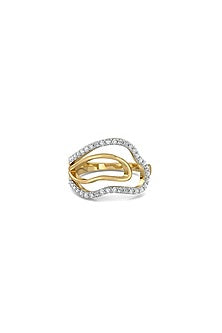 Gold Plated Lab-Grown Diamond Abstract Curve Ring