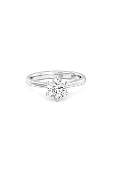 White Finish Solitaire Diamond Ring In Sterling Silver