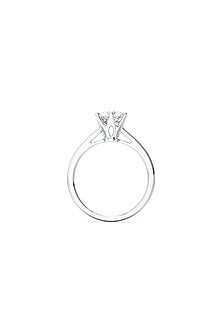 White Finish Solitaire Diamond Ring In Sterling Silver