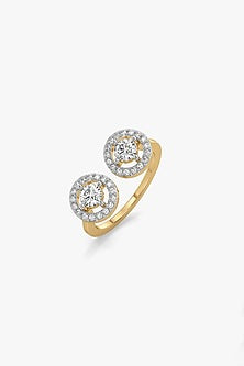 Gold Plated Lab-Grown Prong-Set Diamond Ring