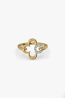 Gold Plated Lab-Grown Diamond Clover Leaf Ring