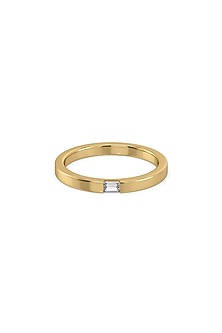 Gold Plated Lab-Grown Baguette Diamond Ring