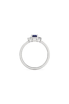 White Finish Baguette Diamond Ring In Sterling Silver
