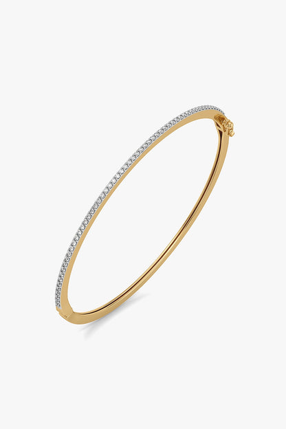 Gold Plated Lab-Grown Diamond Bangle In Silver