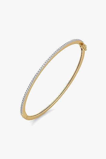 Gold Plated Lab-Grown Diamond Bangle In Silver