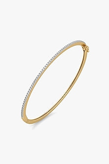 Gold Plated Lab-Grown Diamond Bangle In Silver