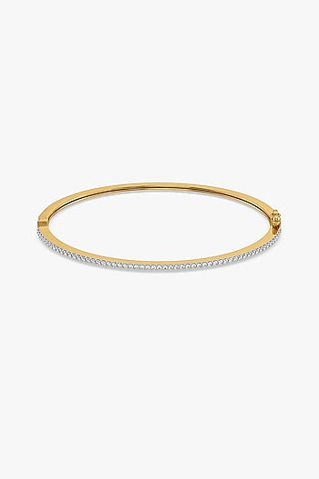 Gold Plated Lab-Grown Diamond Bangle In Silver