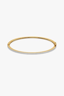 Gold Plated Lab-Grown Diamond Bangle In Silver