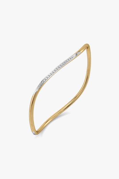 Gold Plated Lab-Grown Diamond Bangle In Silver