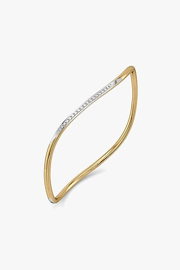 Gold Plated Lab-Grown Diamond Bangle In Silver