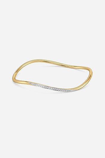 Gold Plated Lab-Grown Diamond Bangle In Silver