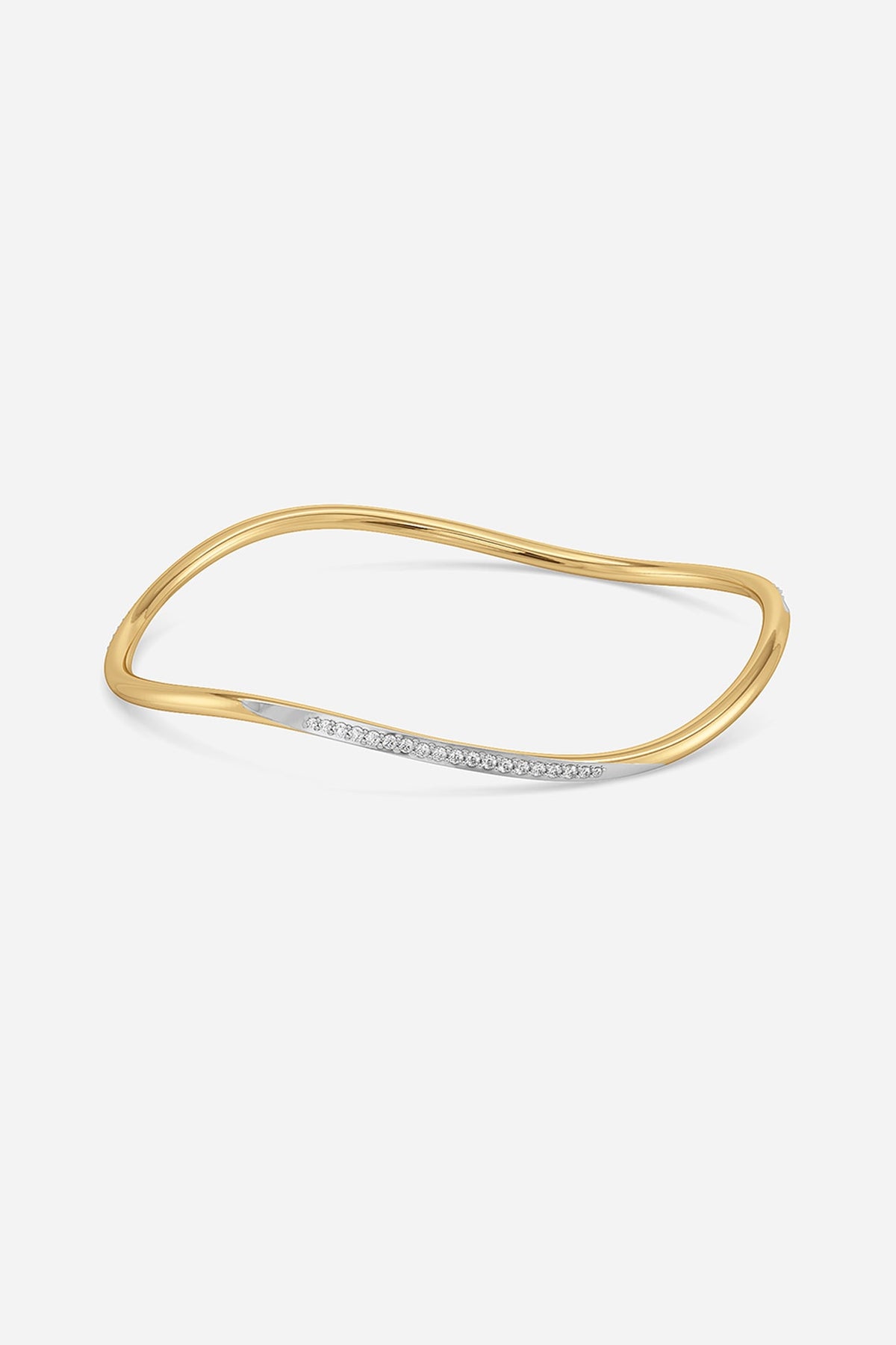 Gold Plated Lab-Grown Diamond Bangle In Silver
