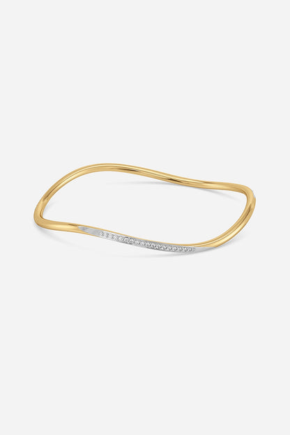Gold Plated Lab-Grown Diamond Bangle In Silver