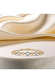 Gold Finish Diamond Bracelet In Silver