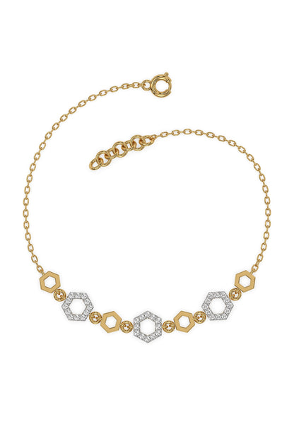 Gold Finish Diamond Bracelet In Silver