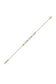 Gold Finish Diamond Bracelet In Silver