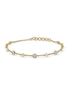 Gold Finish Diamond Bracelet In Silver