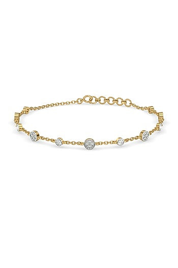 Gold Finish Diamond Bracelet In Silver