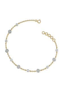 Gold Finish Diamond Bracelet In Silver