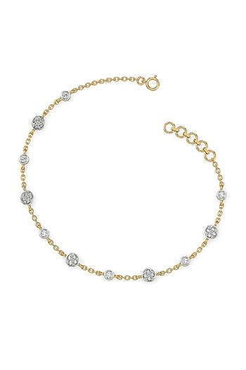 Gold Finish Diamond Bracelet In Silver