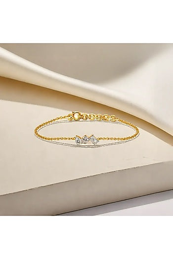 Gold Plated Lab-Grown Diamond Bracelet In Silver