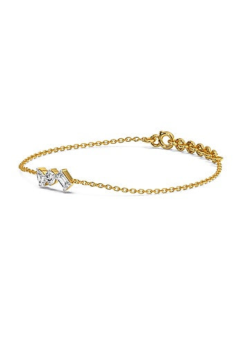 Gold Plated Lab-Grown Diamond Bracelet In Silver