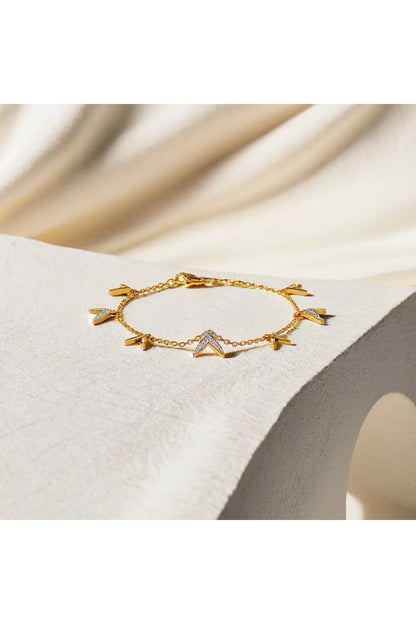 Gold Plated Lab-Grown Diamond Bracelet In Silver